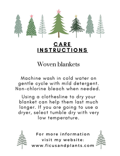 Floral blue tiles woven blanket 50x60” clearance