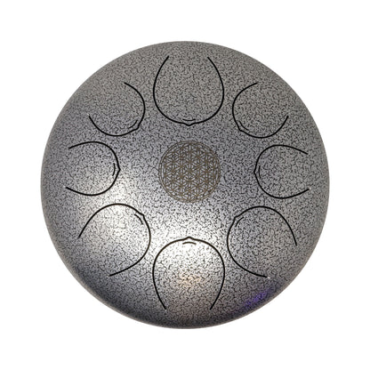 30cm Pentatonic Steel Tongue Drum – Silver Metal Singing Drum with Travel Bag –