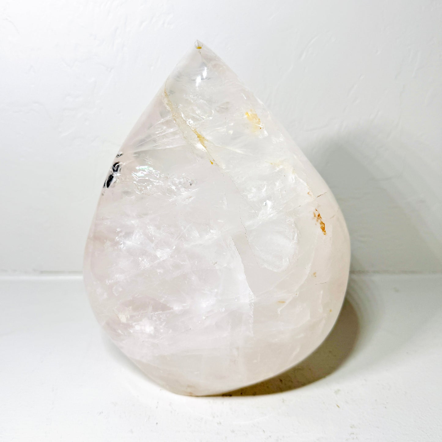 Milky Dream Quartz Crystal Leaf Carving – Exquisite Hand-Carved Design with Natural Inclusions (7.3LB) –