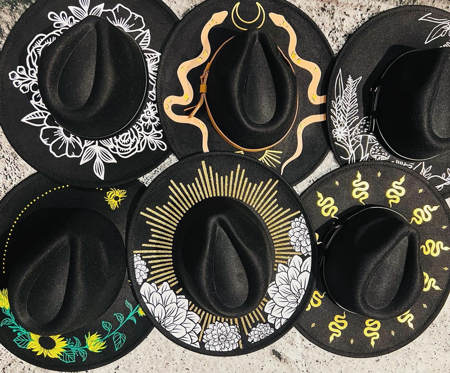 Vegan Felt Hat - XL Brim - Dahlia Burst