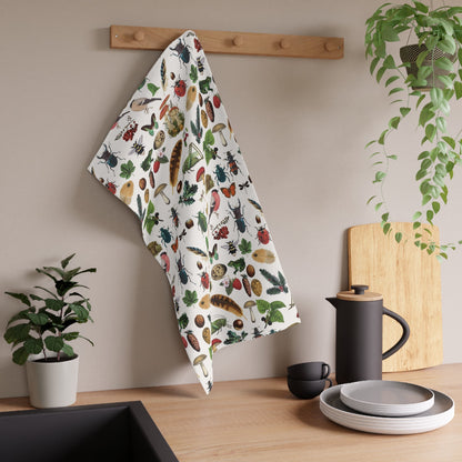 Bugs and leaves kitchen towel.