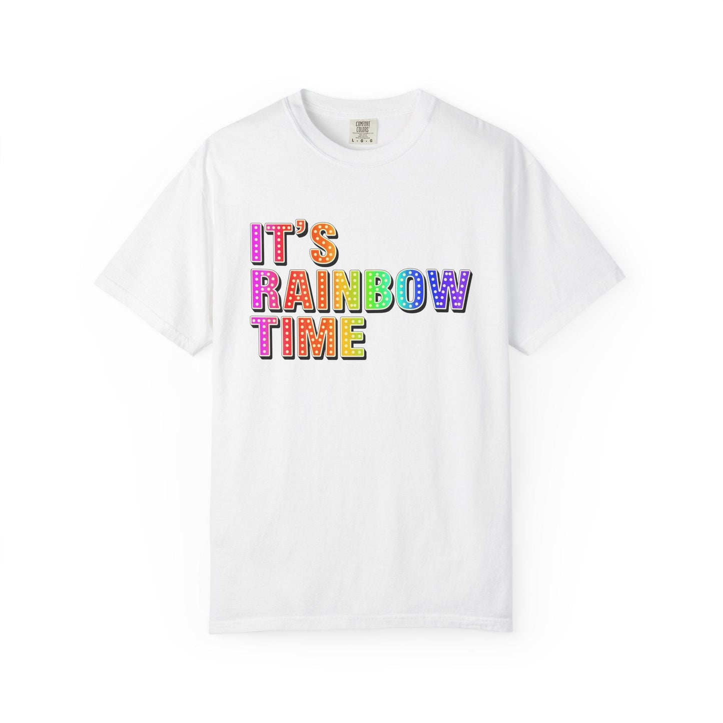 Bespattered Facade It's Rainbow Time Marquee Premium Unisex Comfort Colors Garment Dyed 100% Cotton T-Shirt