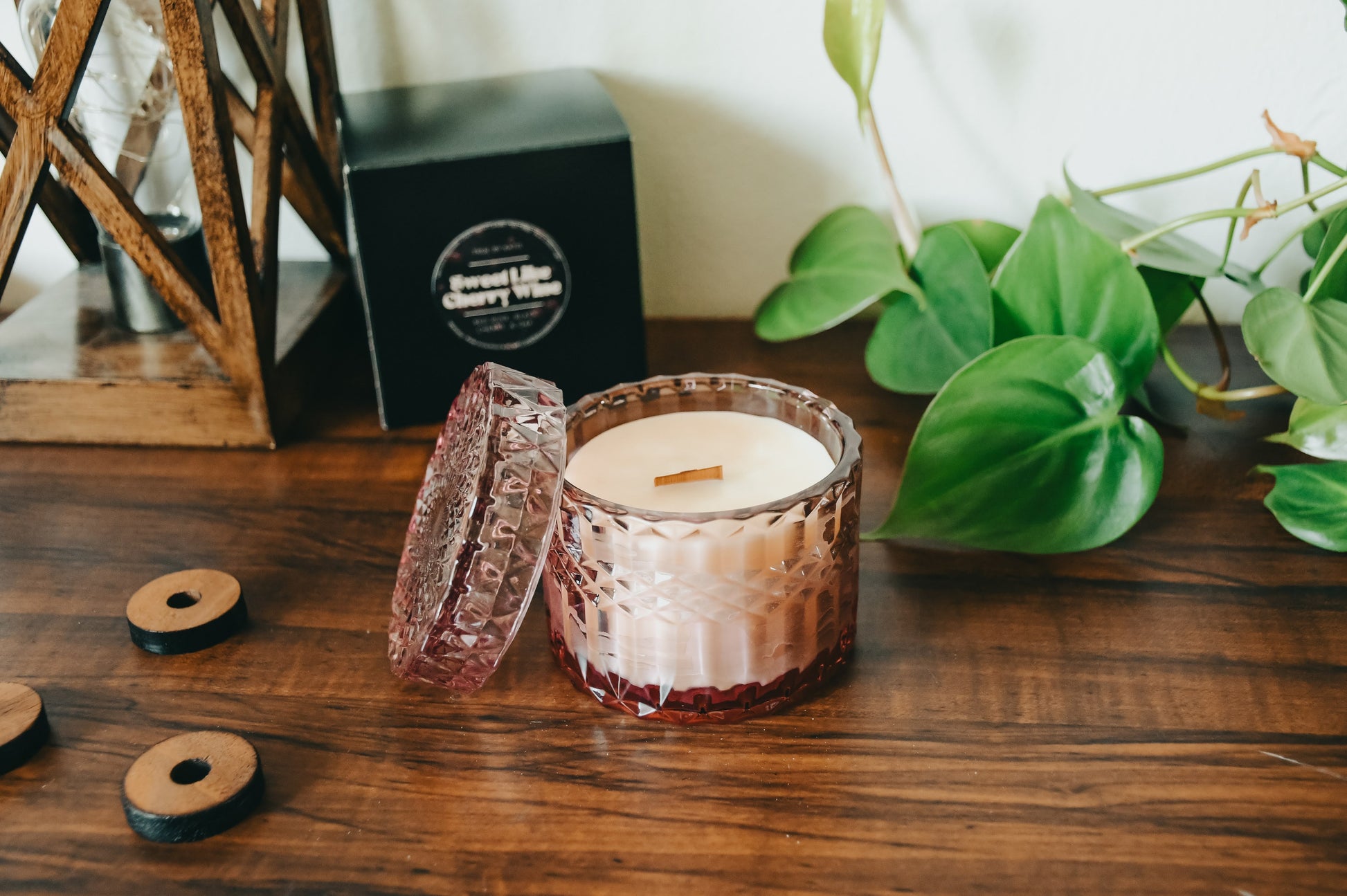 Black Cherry Wine Candle - 7oz Wood Wick Beeswax – non toxic candle