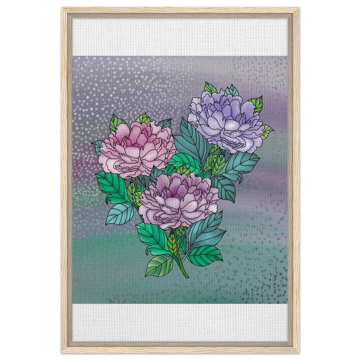 Sparkling Floral Framed Canvas – Muted Elegance for Your Space – Wood frame 50x75 cm 20x30″ Canvas Fabric