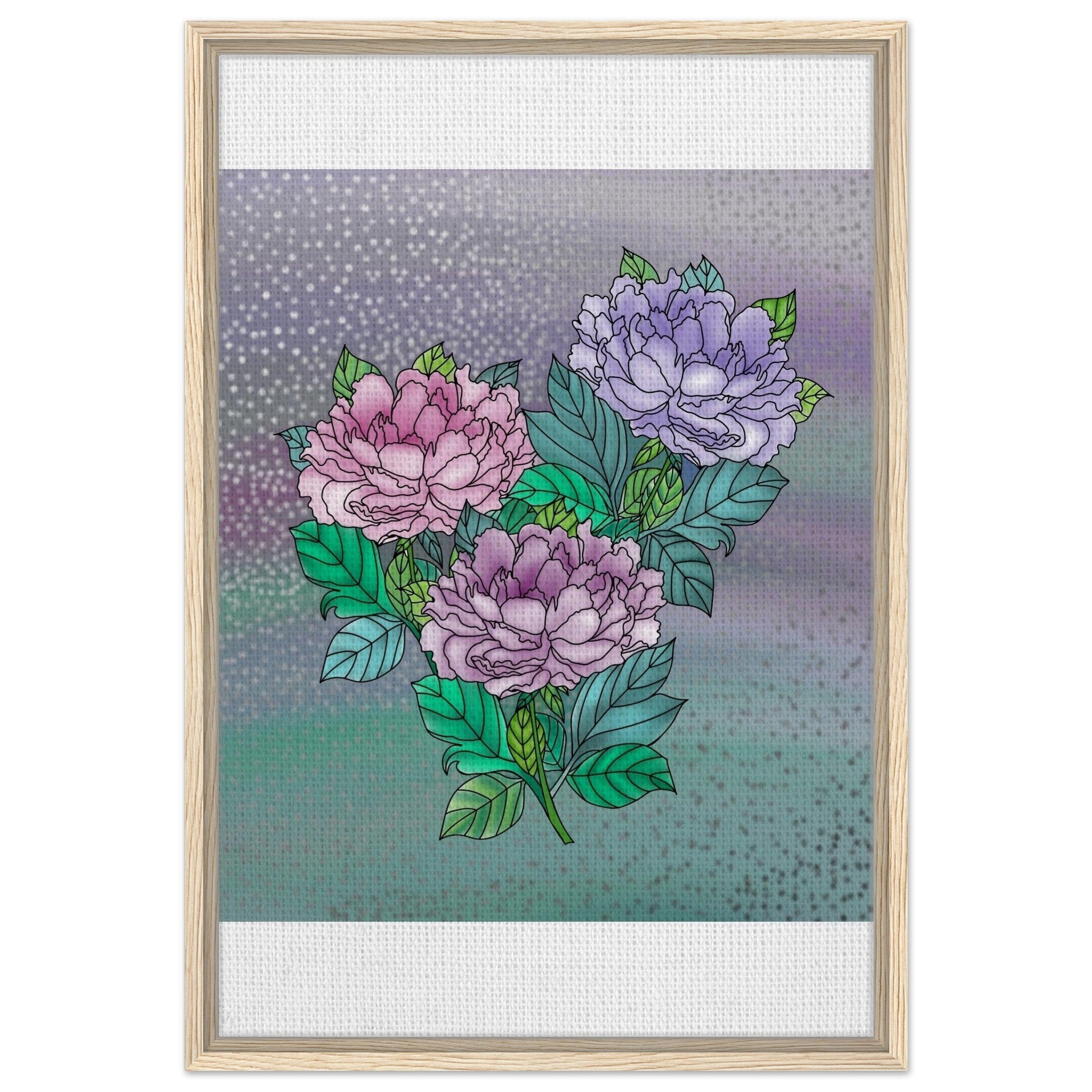 Sparkling Floral Framed Canvas – Muted Elegance for Your Space – Wood frame 50x75 cm 20x30″ Canvas Fabric