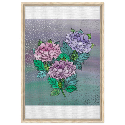 Sparkling Floral Framed Canvas – Muted Elegance for Your Space – Wood frame 50x75 cm 20x30″ Canvas Fabric
