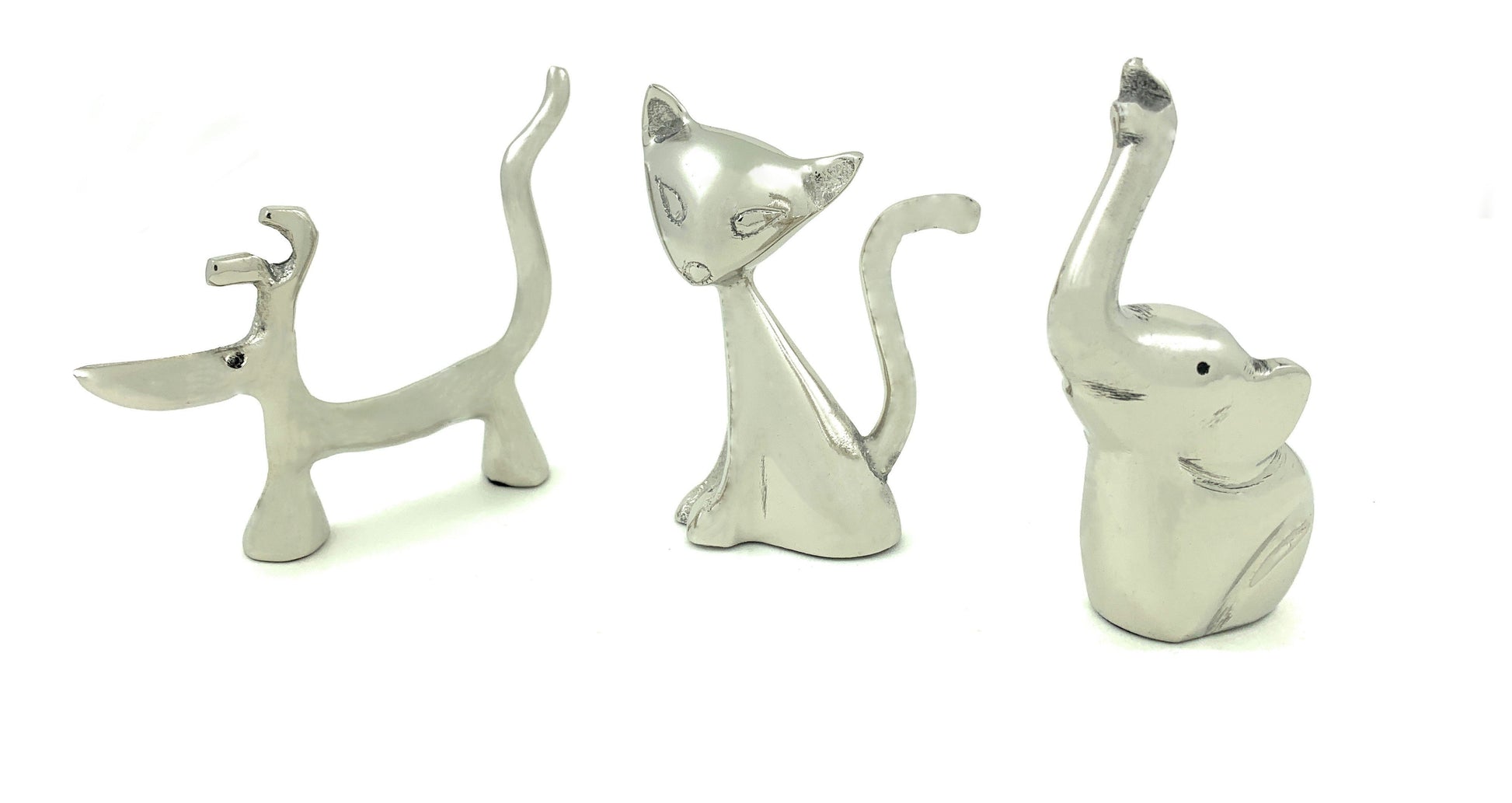 Vibhsa Dog Cat & Elephant Ring Holders Set - Silver – Collectibles