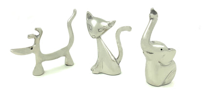 Vibhsa Dog Cat & Elephant Ring Holders Set - Silver – Collectibles