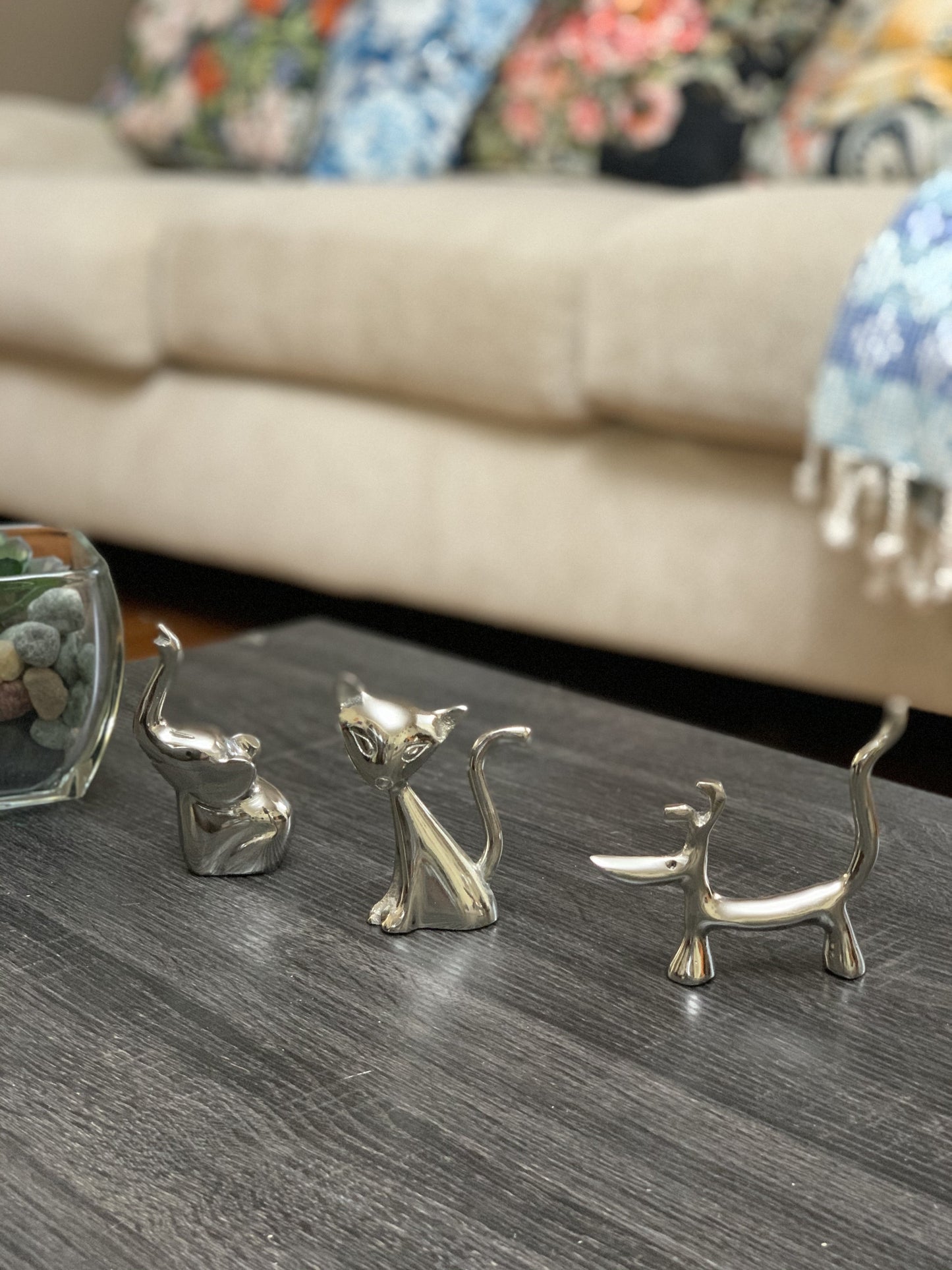 Vibhsa Dog Cat & Elephant Ring Holders Set - Silver – Collectibles