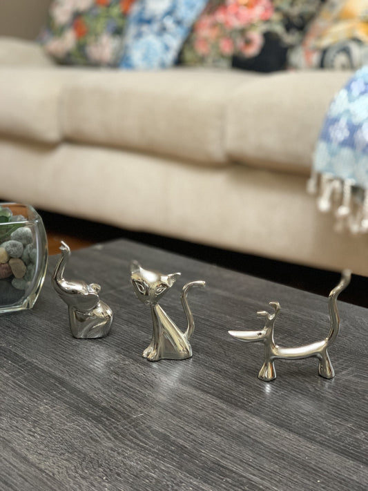 Vibhsa Dog Cat & Elephant Ring Holders Set - Silver – Collectibles