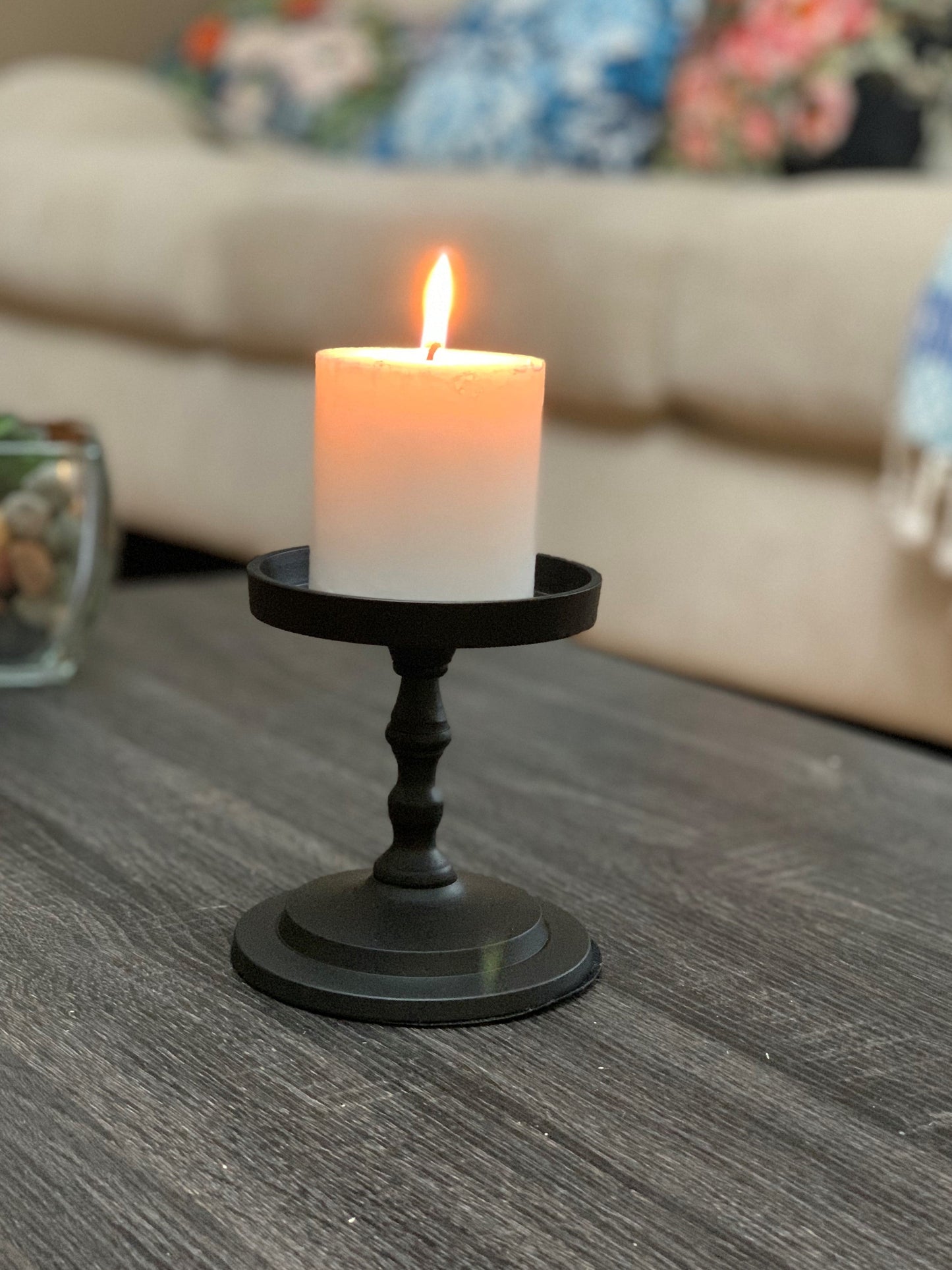 Vibhsa Pillar Candle Holder - Matte Black (4.5"H)