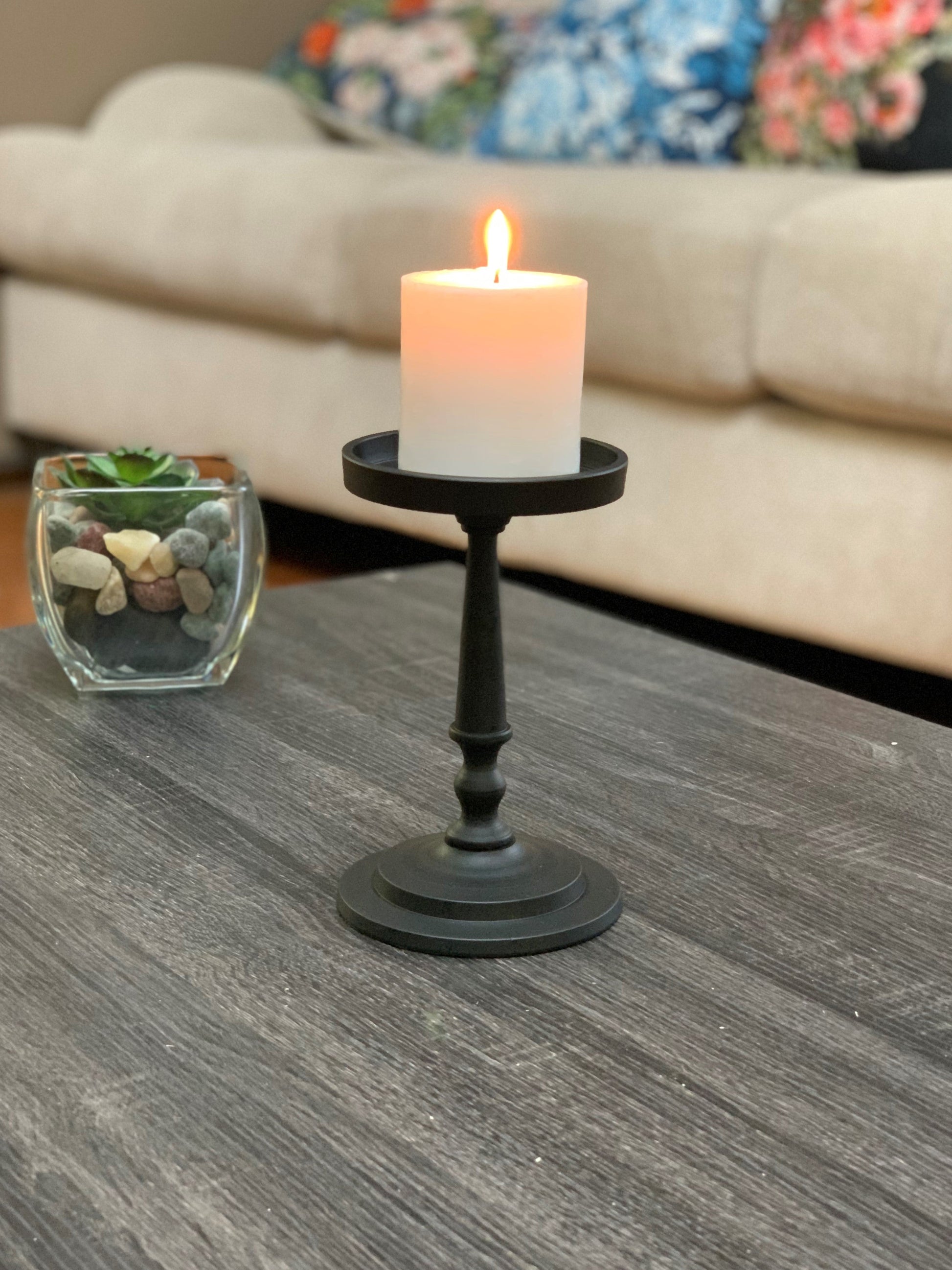 Vibhsa Pillar Candle Holder - Matte Black (7"H) – Candle Holder