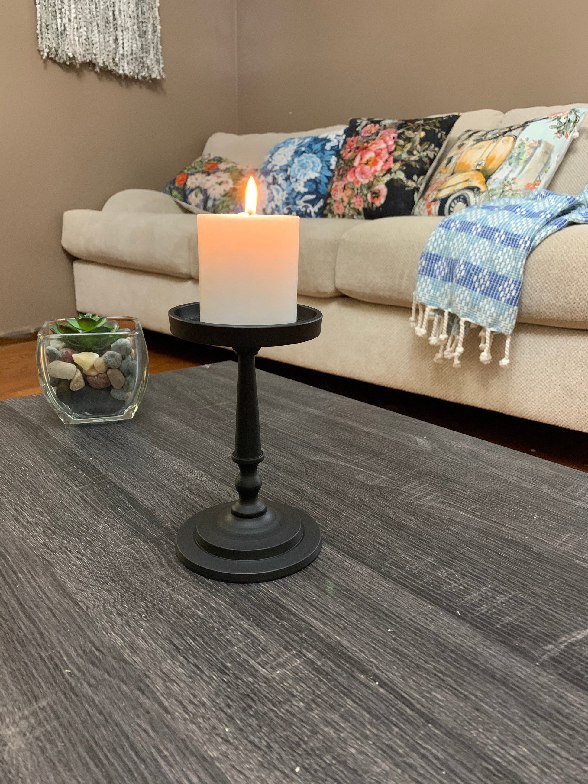 Vibhsa Pillar Candle Holder - Matte Black (7"H) – Candle Holder