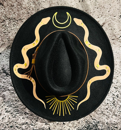 Vegan Felt Hat - XL Brim - Western Snakes