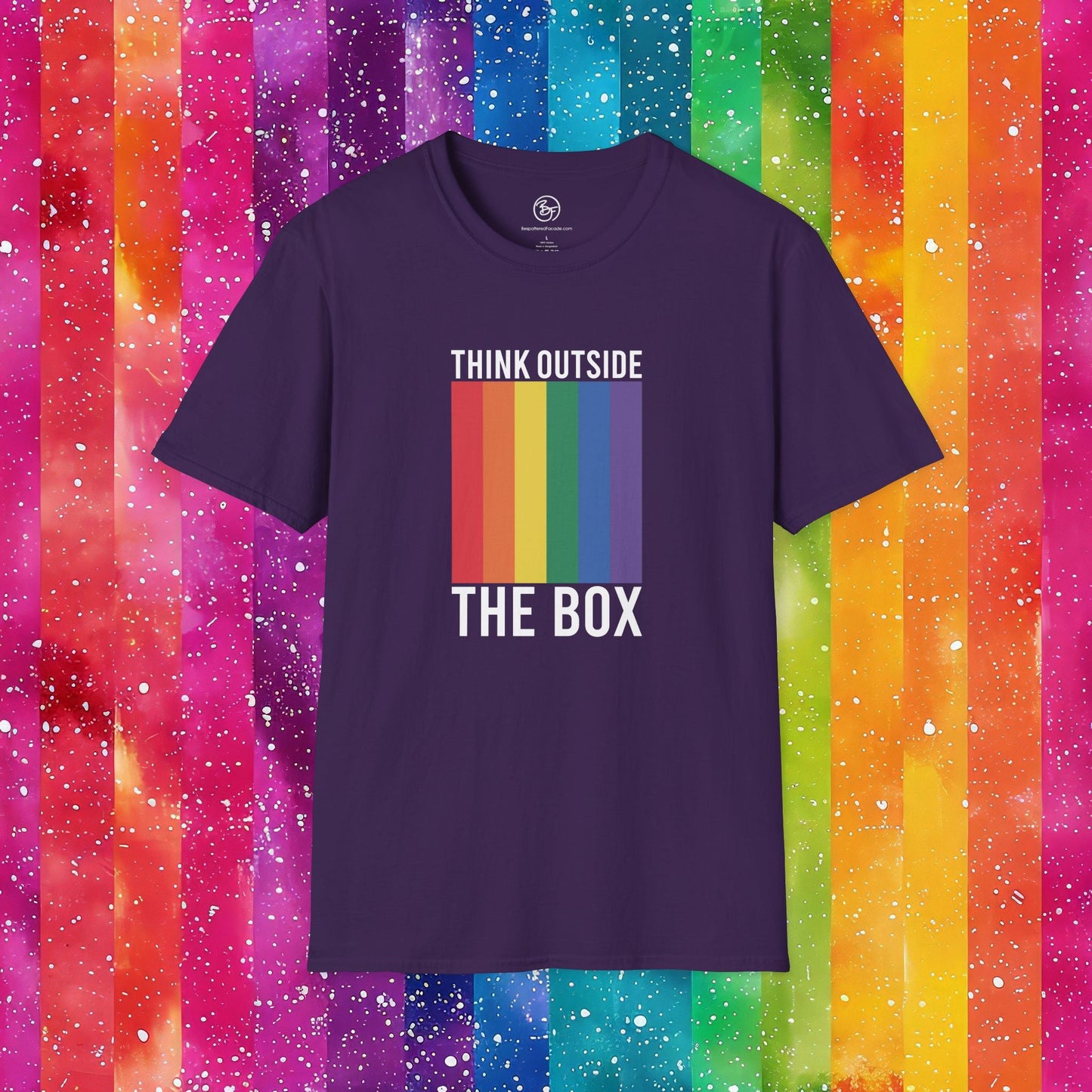 Bespattered Facade Rainbow Think Outside the Box Unisex Softstyle T-Shirt