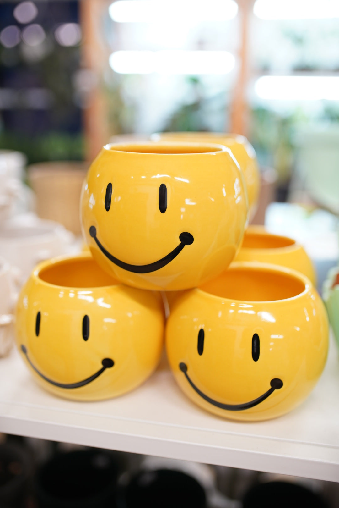 Yellow Smiley Face Planter for 4-Inch Nursery Pots