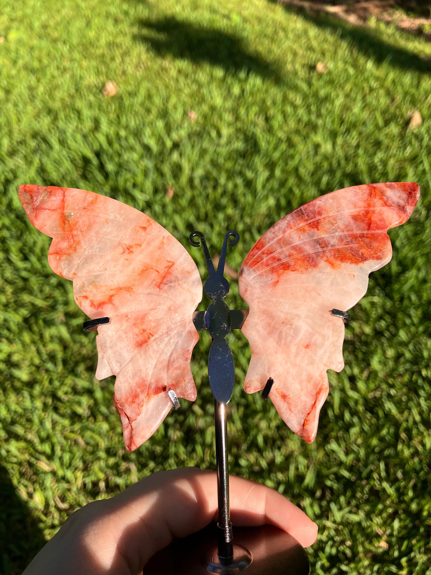 Fire Quartz Butterfly Carving – Ethically Sourced Crystal from Phoenix, AZ –
