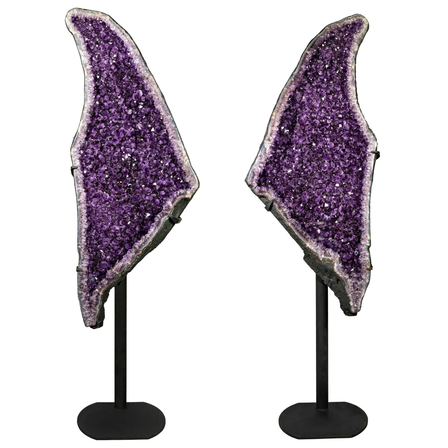Large Amethyst Geode Pair on Custom Stands - Cathedral Crystals – Crystals & Minerals