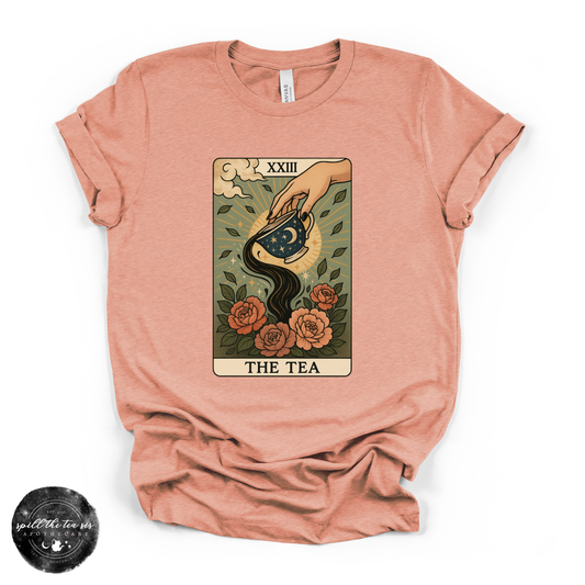 The Tea Tarot Card Tee | Witchy Tarot Graphic T-Shirt – Heather Prism Sunset