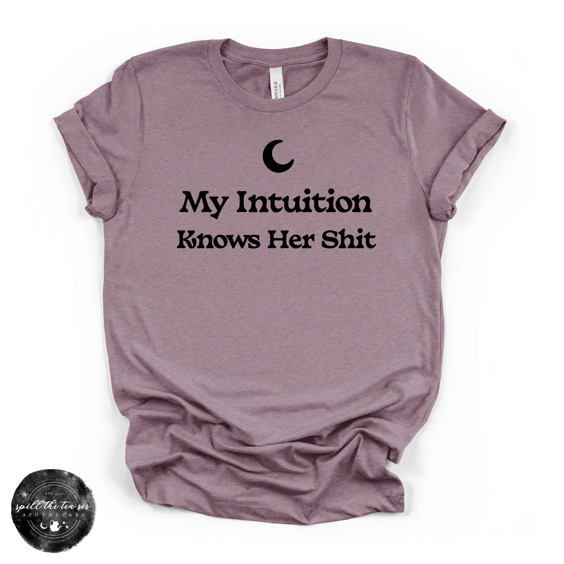 My Intuition Knows Her Sh*t Tee | Funny Witchy Graphic T-Shirt – Heather Purple