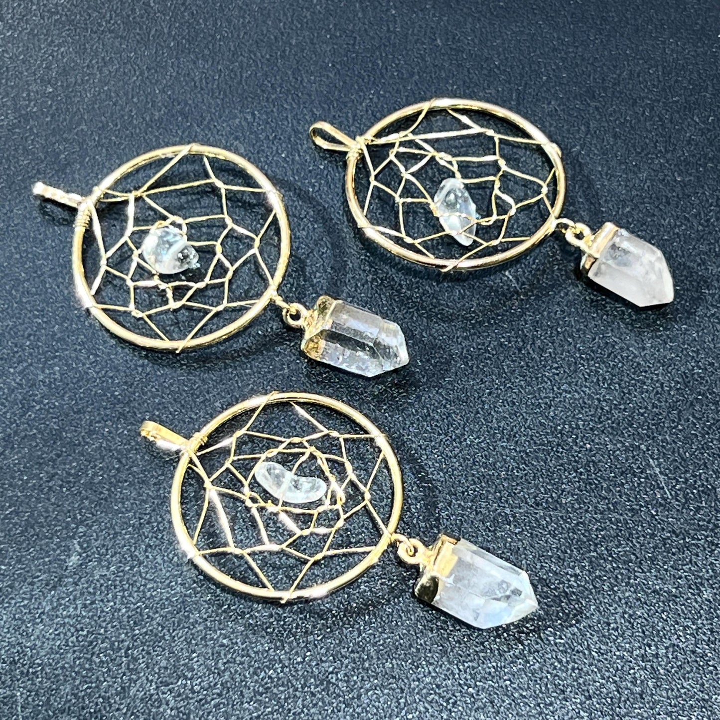 Dreamcatcher Pendant (Quartz) (Gold Plated)
