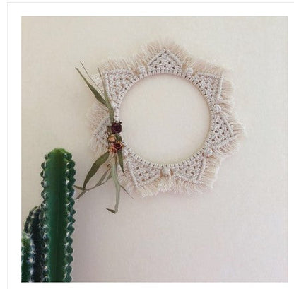 Sunflower Macrame Mirror, Handmade Tapestry Decor