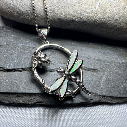 Waterfall Dragonfly and Lotus Flower Necklace