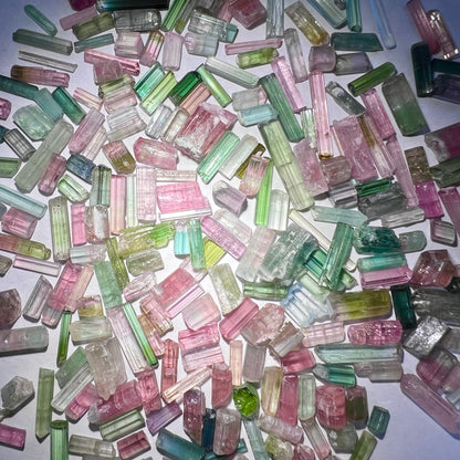 Bicolored Multicolored Tourmaline Crystals Natural Gemstones Grams Lot Watermelon – Home & Living > Home Decor > Home Accents > Rocks & Geodes