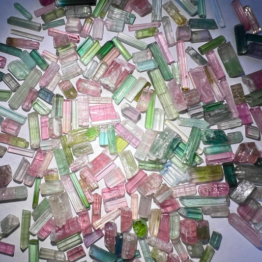 Bicolored Multicolored Tourmaline Crystals Natural Gemstones Grams Lot Watermelon – Home & Living > Home Decor > Home Accents > Rocks & Geodes