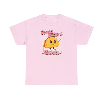 Tacos before vatos tshirt. Mexican Unisex Heavy Cotton tshirt. Valentines Day shirt for her. Taco shirt. shirt with vintage taco.