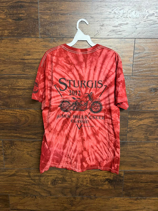 2012 Biker Black HIlls Sturgis Tie Dye T-shirt Bald Eagle L –