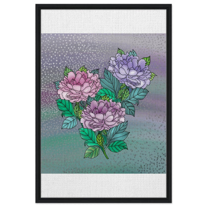 Sparkling Floral Framed Canvas – Muted Elegance for Your Space – Black frame 60x90 cm 24x36″ Canvas Fabric