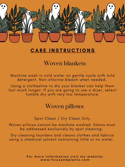 Daisy and pumpkins jack o lanters cotton woven blanket 50x60”