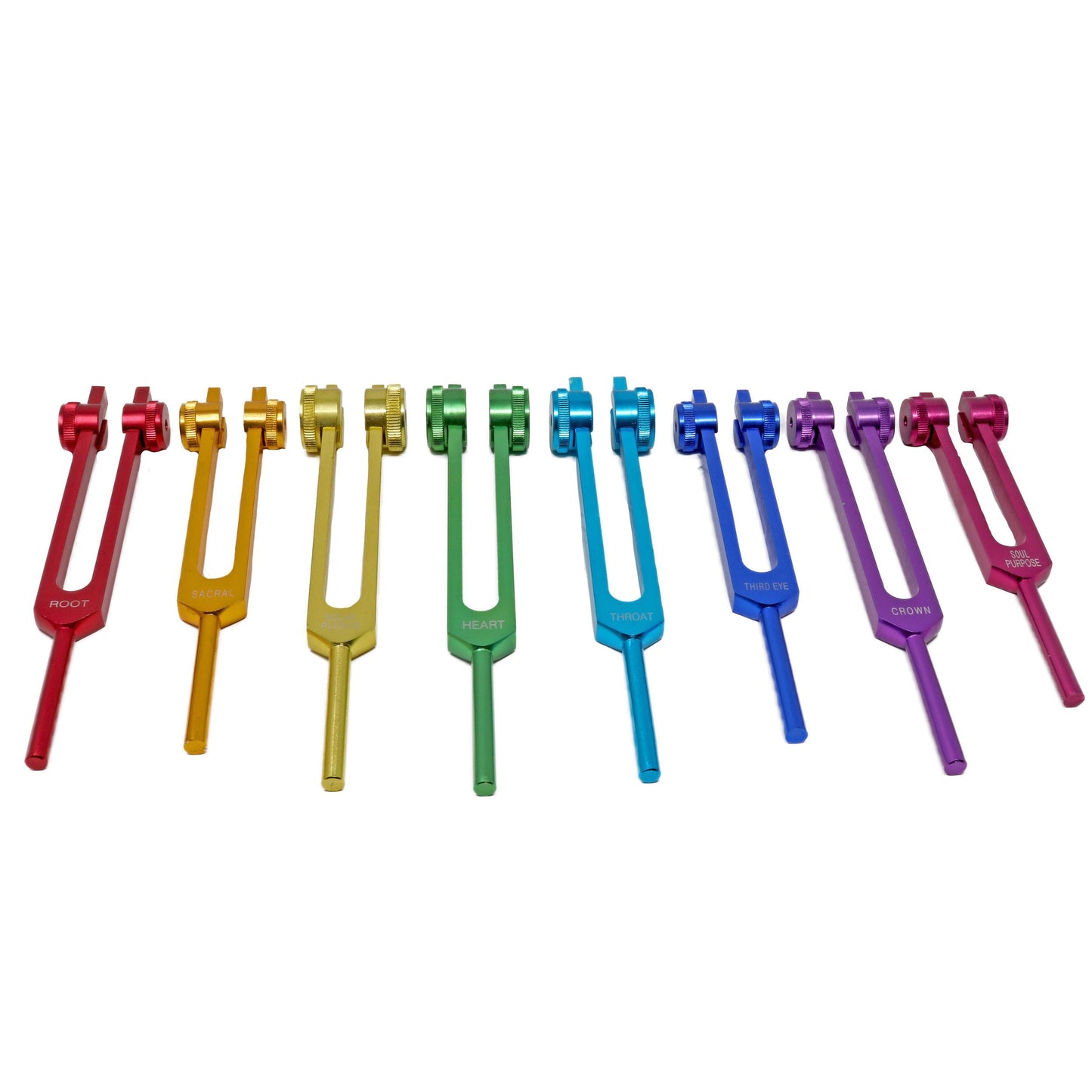 Rainbow Colored Metal Tuning Forks – Set of 8 | Chakra Sound Therapy