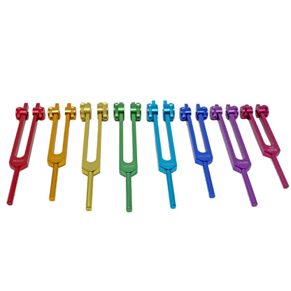 Rainbow Colored Metal Tuning Forks – Set of 8 | Chakra Sound Therapy