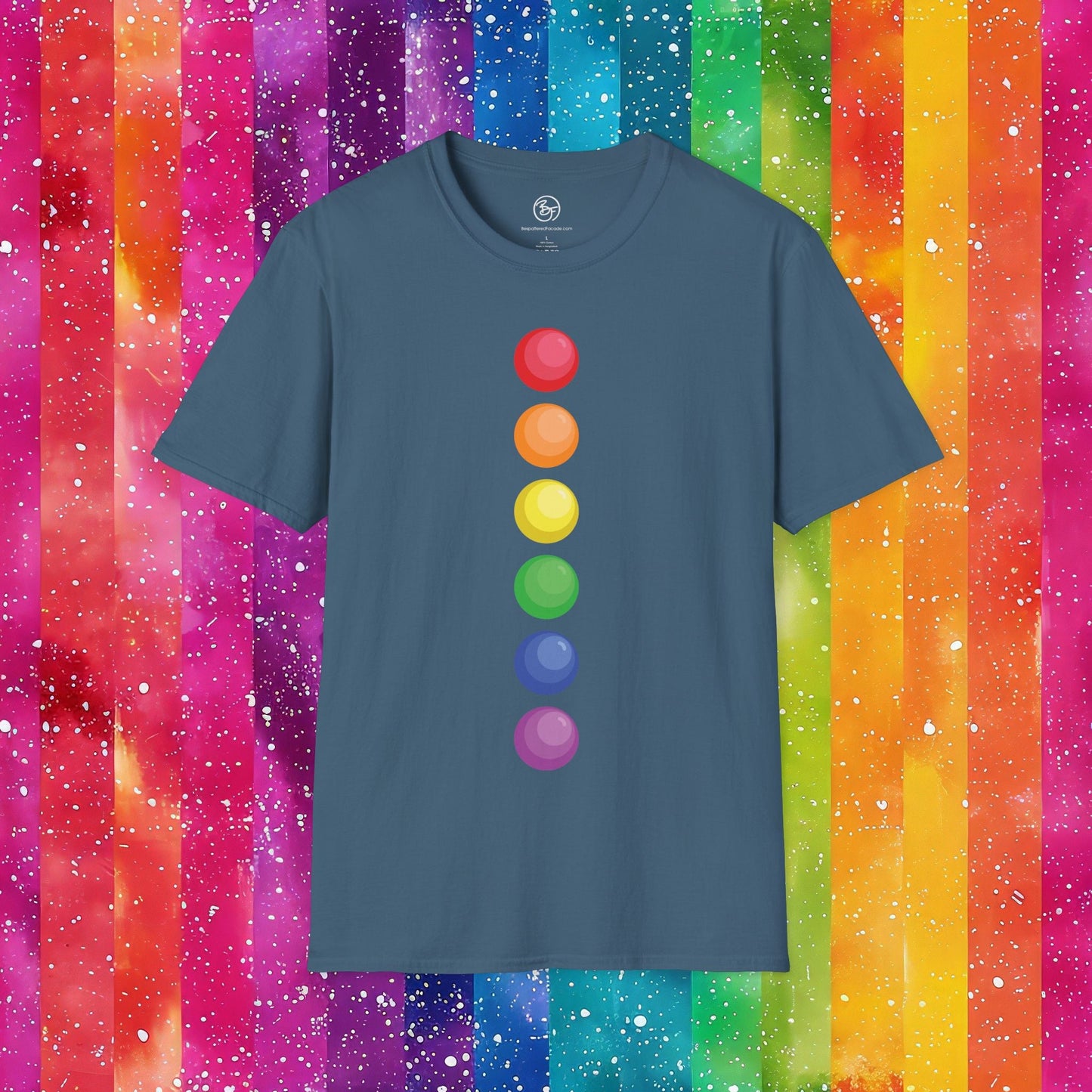 Bespattered Facade Rainbow Dots Unisex Softstyle T-Shirt