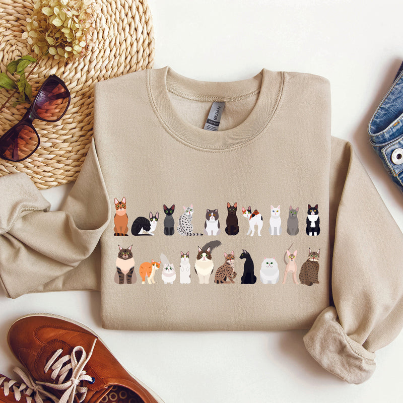 Cat Lover Sweatshirt – Cozy Unisex Pullover for Pet Lovers – Sand Sweatshirt