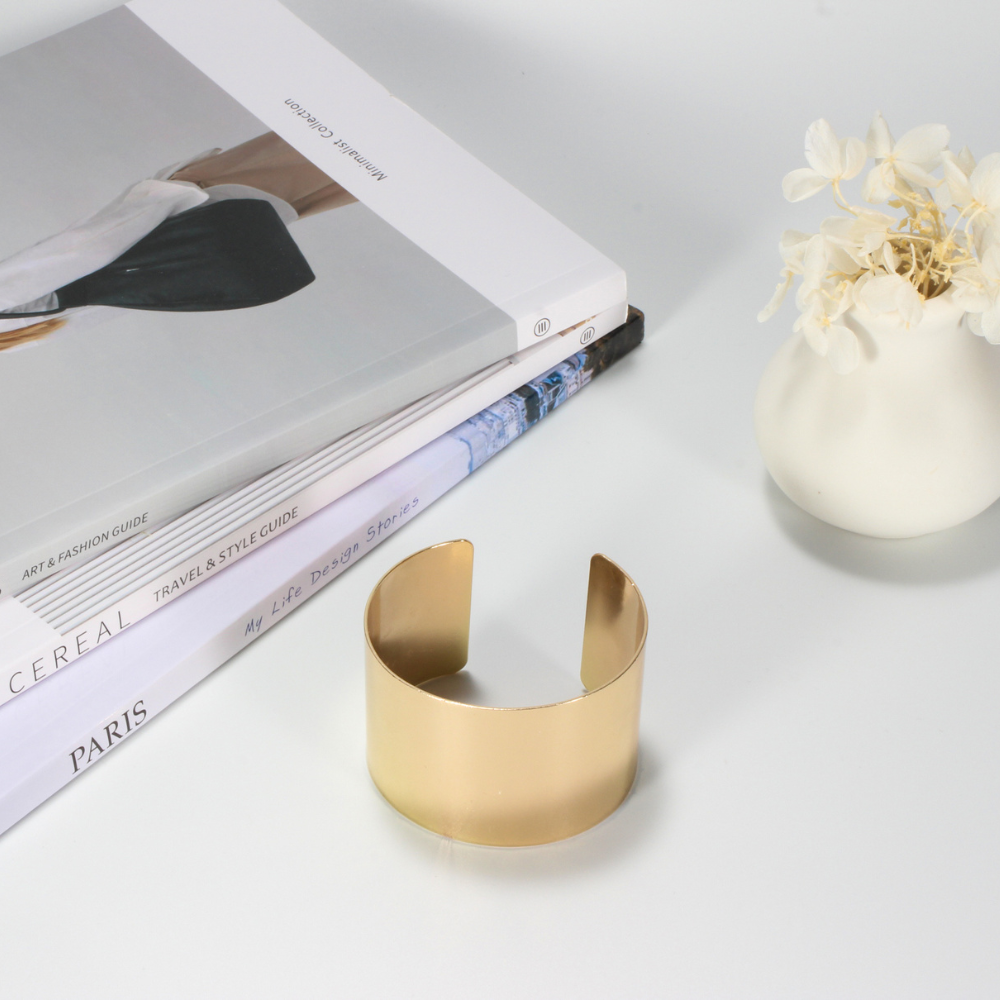 Wide Cuff Bangle Bracelet - Adjustable Gold & Silver – Gold