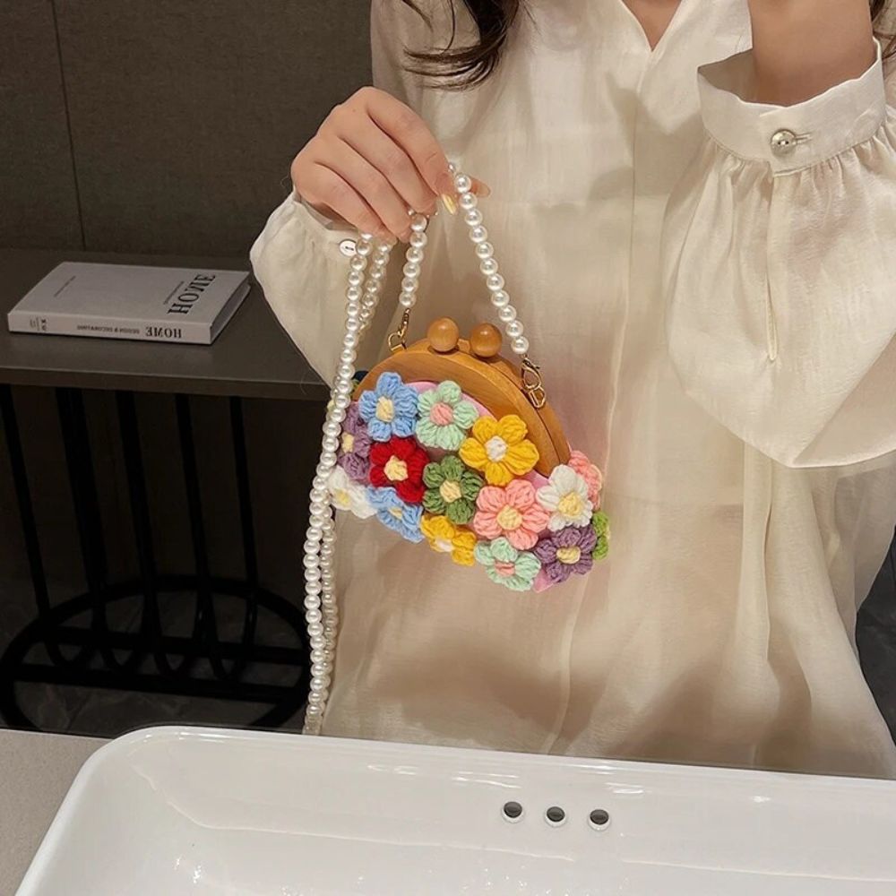 Handmade Crochet Flower Handbag - Bohemian Floral Crossbody Purse – Handbags & Purses