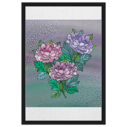 Sparkling Floral Framed Canvas – Muted Elegance for Your Space – Black frame 50x75 cm 20x30″ Canvas Fabric