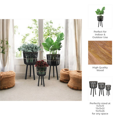 Bamboo Tripod Base Planters –