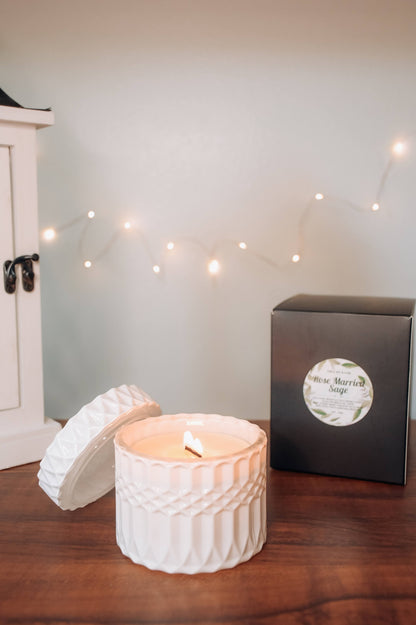 Rosemary Sage Beeswax Candle | Wood Wick – non toxic candle