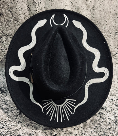 Vegan Felt Hat - XL Brim - Western Snakes