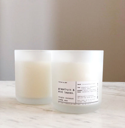 GRAPEFRUIT & MINT LEAVES | VIRGIN COCONUT CRÈME WAX & WOODEN WICK CANDLE – CANDLES