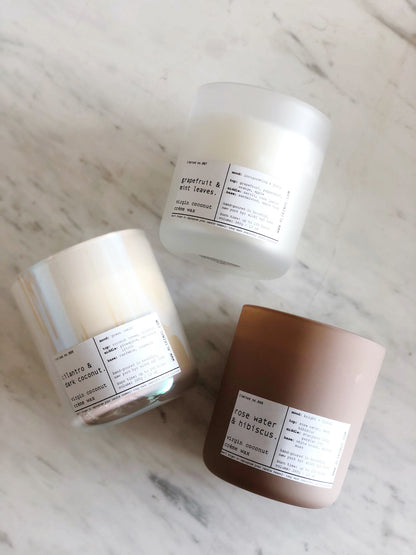 GRAPEFRUIT & MINT LEAVES | VIRGIN COCONUT CRÈME WAX & WOODEN WICK CANDLE – CANDLES