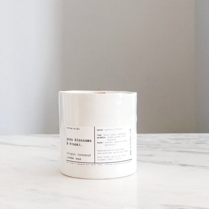 YUZU BLOSSOM & HINOKI | VIRGIN COCONUT CRÈME WAX & WOODEN WICK CANDLE – CANDLES