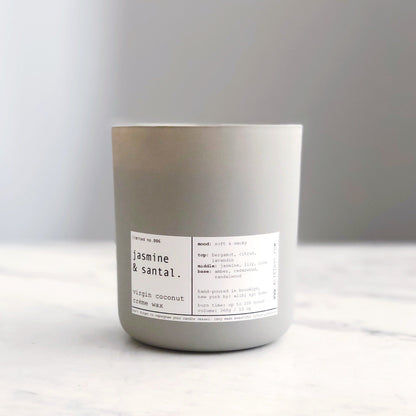 JASMINE + SANTAL | VIRGIN COCONUT CRÈME WAX & WOODEN WICK – CANDLES