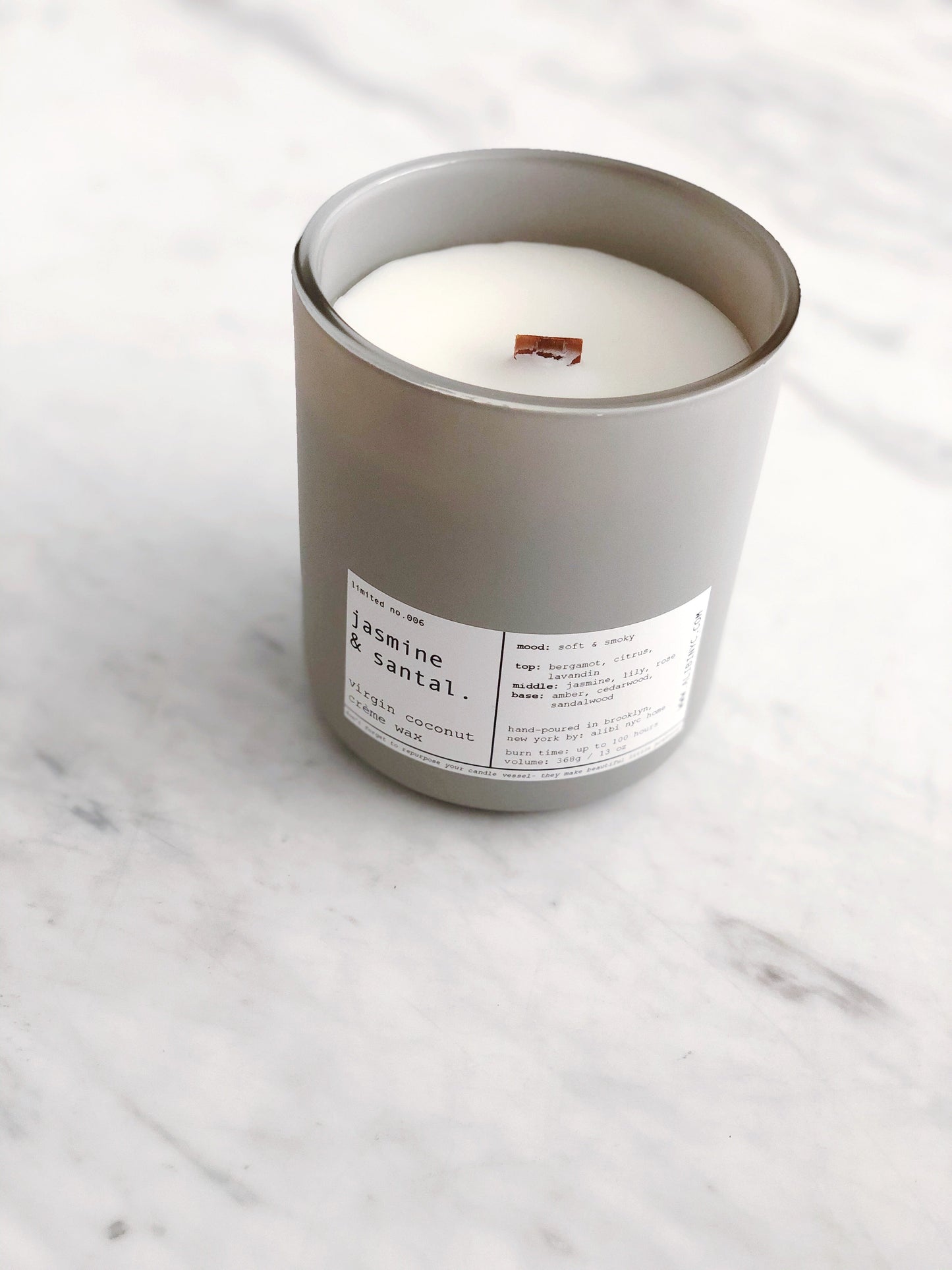 JASMINE + SANTAL | VIRGIN COCONUT CRÈME WAX & WOODEN WICK – CANDLES