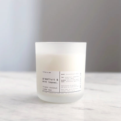 GRAPEFRUIT & MINT LEAVES | VIRGIN COCONUT CRÈME WAX & WOODEN WICK CANDLE – CANDLES