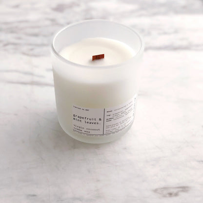 GRAPEFRUIT & MINT LEAVES | VIRGIN COCONUT CRÈME WAX & WOODEN WICK CANDLE – CANDLES